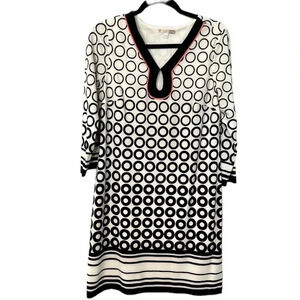 Signature Camryn Women's Black and White V-neck 3/4 Sleeve Dress Size 8 GUC